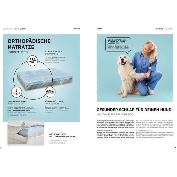 Laboni ORTHO GLAM - orthopädisches Hundebett in SILVER