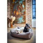 LABONI - CLASSIC Hundebett - BUFFALO TAUPE im Vintage-Leder-Look!