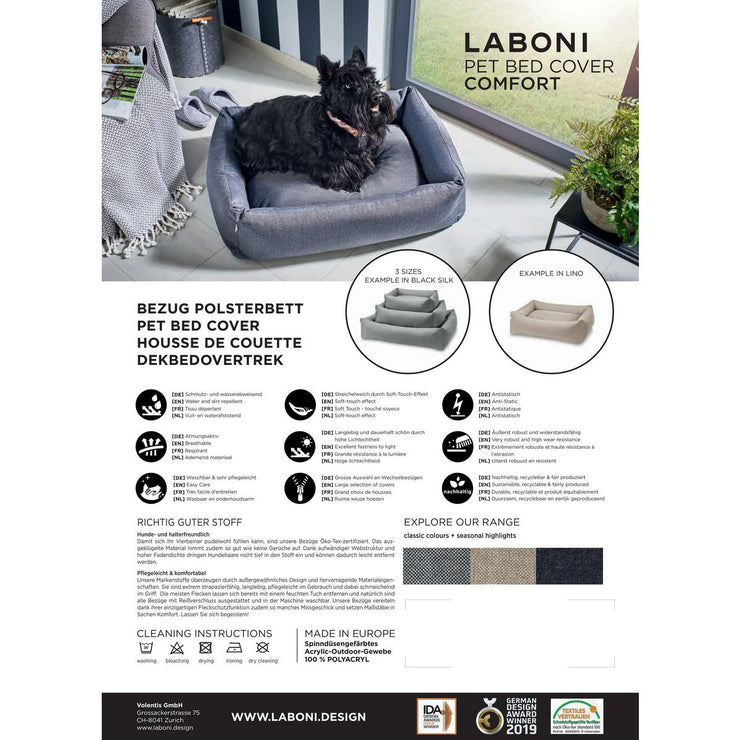 Laboni SMOOTH - OUTDOOR-Hundebett in BLACK SILK