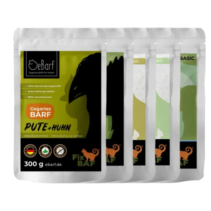 Fix-BAF® Naturfutter für Katzen - BARF gegart - Probepaket Geflügel gemischt by FeliCanis