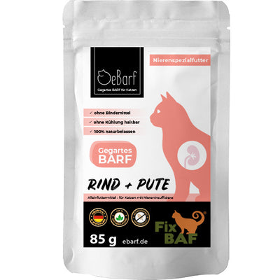 Fix-BAF Nierenspezialfutter Rind-Pute für Katzen. 100 % Naturfutter, Felicanis