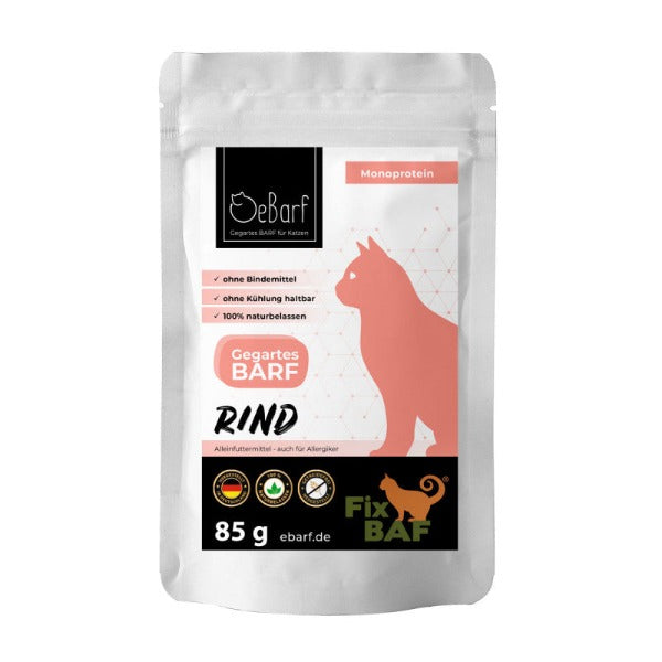 Fix-BAF® monoprotein Rind - antiallergic, gegartes BARF für Katzen, ebarf, ab 14,10 kg