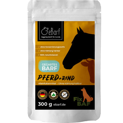 Fix-BAF - gegartes BARF - Pferd+Rind, das BESONDERE NASSFUTTER für Hunde, ebarf