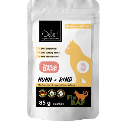 Fix-BAF Nierenspezialfutter Huhn-Rind für Katzen. 100 % Naturfutter, Felicanis
